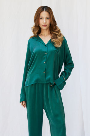 Alex Silk Shirt in Emerald