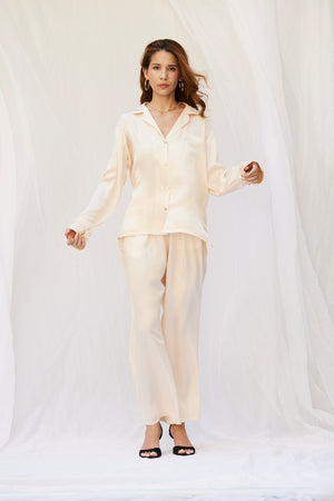 Alex Silk Shirt in Champagne